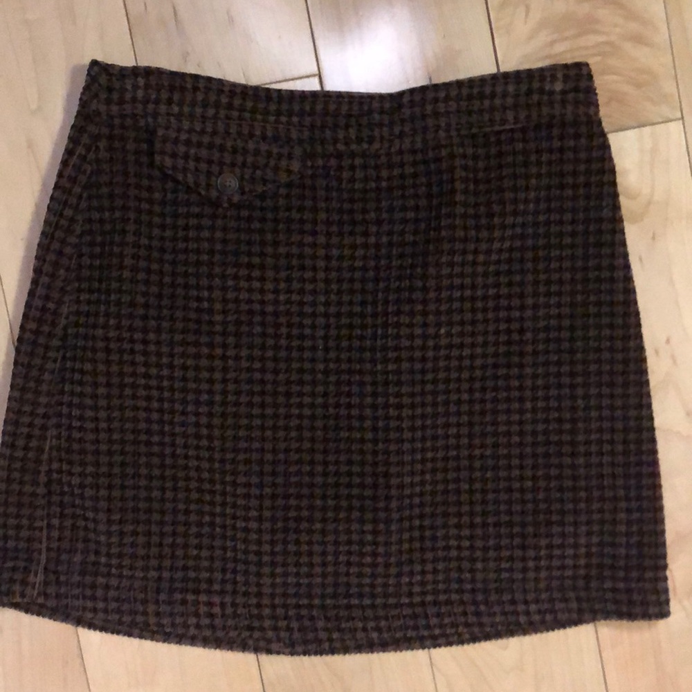 Corduroy black and brown plaid skirt